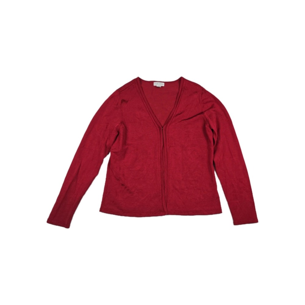 Vintage Casual Corner Women's Size XL Red Rayon Blend Knit Cardigan Sweater